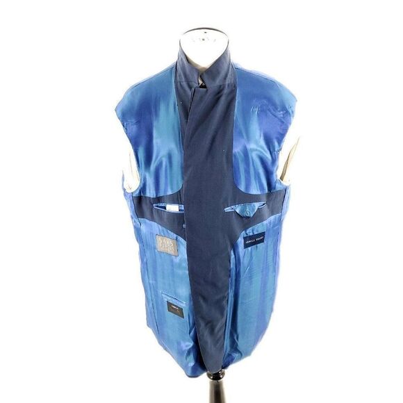 DAMAGED Arnold Brant Marzotto Wool 3‎ Button Blazer 48L Blue - Picture 14 of 15